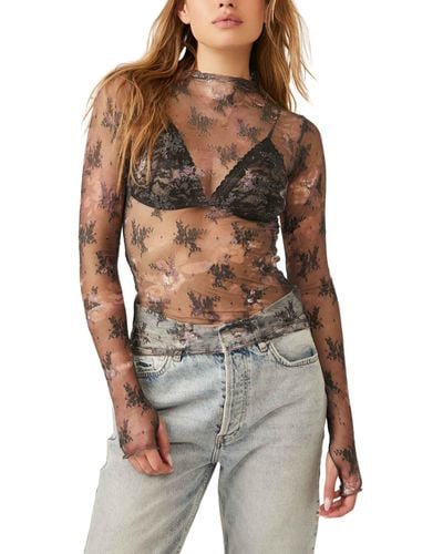 Free People Printed Lady Lux Layering - Gray