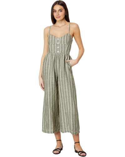 Madewell Sleeveless Wide-leg Jumpsuit In 100% Linen - Green