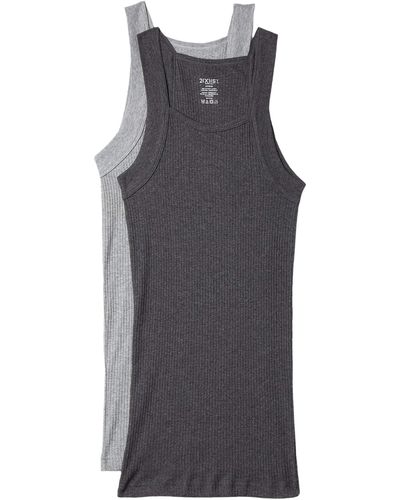 2xist 2(x)ist 2-pack Essential Square-cut Tank (charcoal Heather/grey Heather) Underwear - Gray