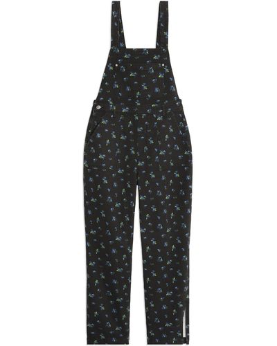 We Wore What Slouchy Slit Overalls - Black
