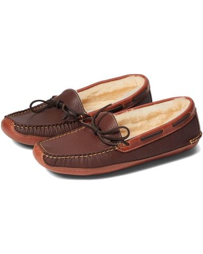 L.L. Bean Bison Double Sole Slipper Shearling Lined - Brown