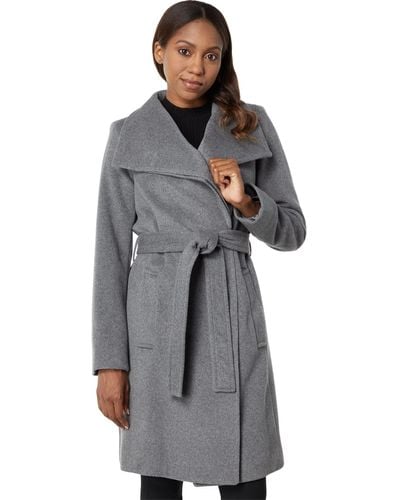 MICHAEL Michael Kors Asymmetric Belted Wool Coat M125456fnr - Gray
