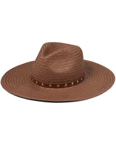 Madewell Studded Packable Brimmed Straw Hat - Brown
