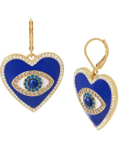 Kurt Geiger Evil Eye Heart Leverback Earrings - Blue