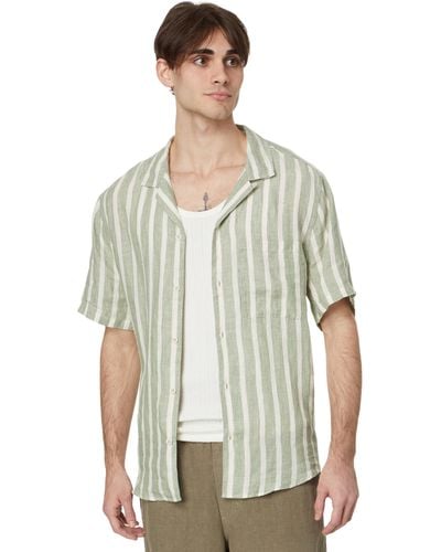 Madewell Linen Easy Short-sleeve Shirt In Print - Green