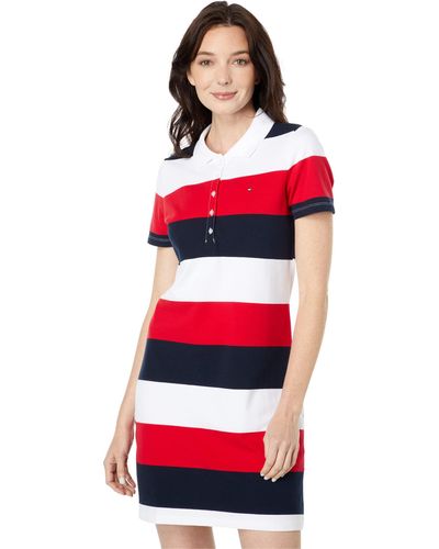 Tommy Hilfiger Stripe Polo Dress - Red