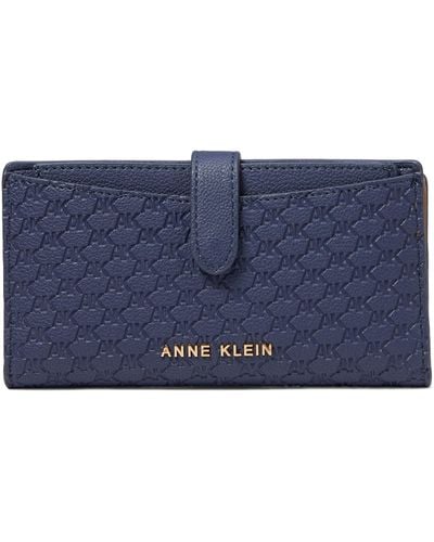 Anne Klein Ak 2 Piece Embossed Logo Wallet With Insert - Blue