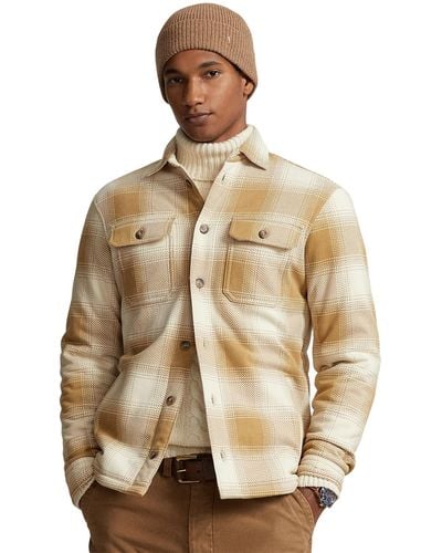 Polo Ralph Lauren Plaid Fleece Shirt Jacket - Natural