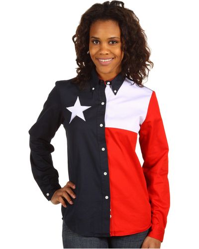 Roper Texas Pieced Flag Shirt - Natural