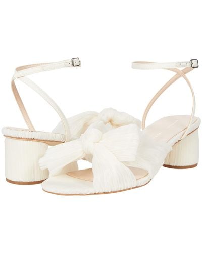 Loeffler Randall Dahlia Pleated Knot Mule With Ankle Strap - White