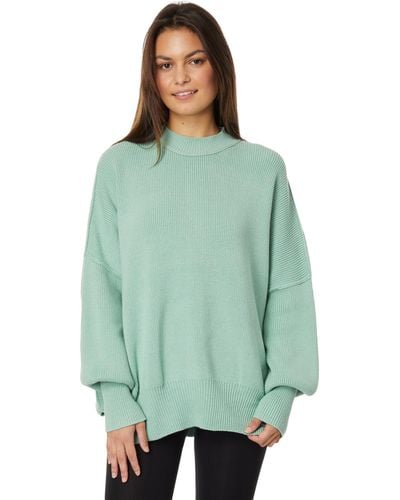 Free People Women's Peaches High-Low Tunic Sweater Celery Green X-Small at   Women's Clothing store