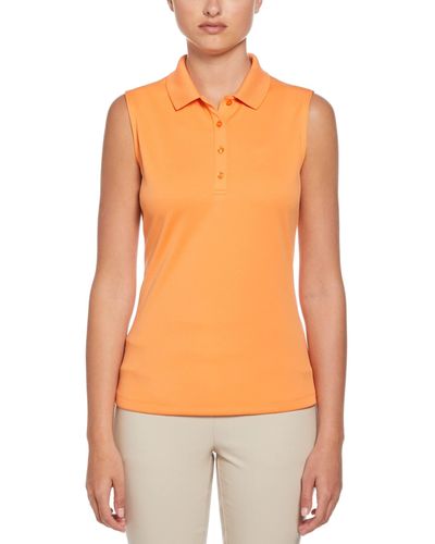 Callaway Apparel Sleeveless Essential Solid Knit Polo - Orange