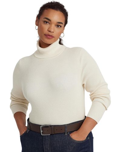 Lauren by Ralph Lauren Plus Size Turtleneck Sweater - White