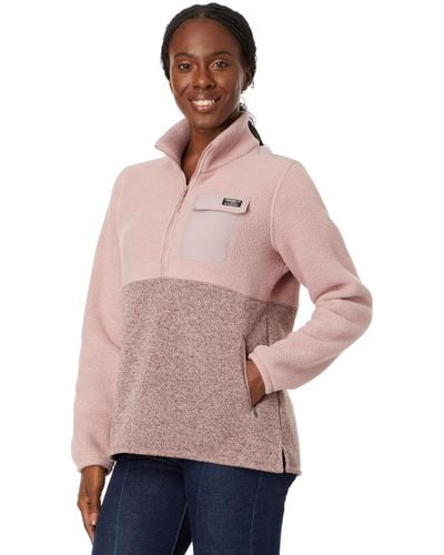 L.L. Bean Petite Sweater Fleece Sherpa Hybrid Color-block - Pink