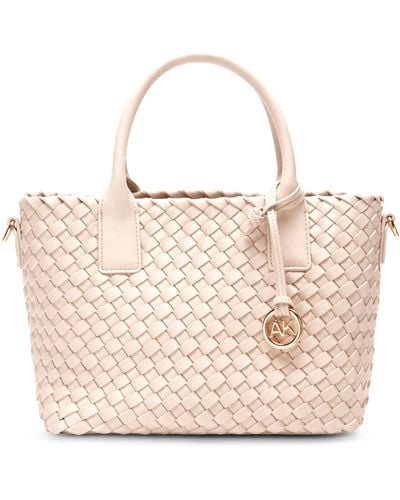 Anne Klein Small Convertible Woven Tote With Pouch - Pink