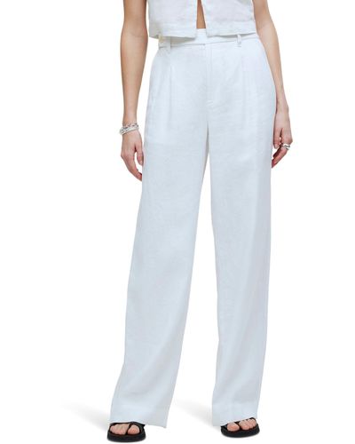 Madewell The Harlow Wide-leg Pant In 100% Linen - Blue