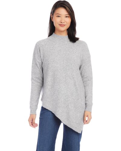 Karen Kane Asymmetric Turtleneck Sweater - Gray