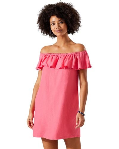 Tommy Bahama Linen Dye Off-the-shoulder Dress Cover-up - Pink