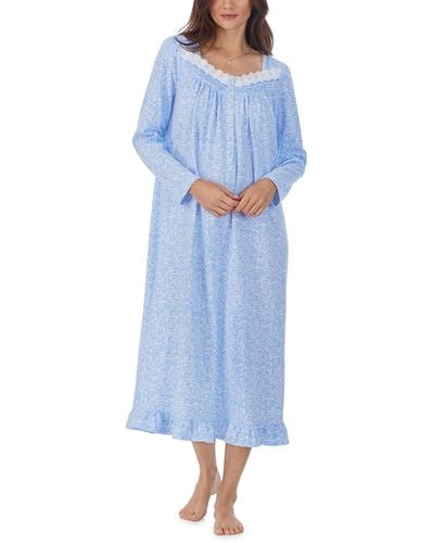 Eileen West Long Sleeve Long Gown - Blue