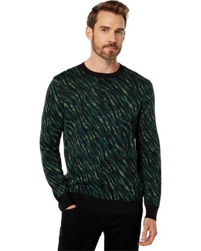 Good Man Brand Zebra Jacquard Crew Sweater - Green