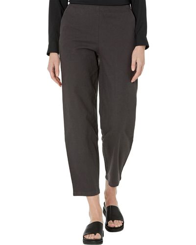 Eileen Fisher Ankle Length Lantern Pants With Pockets In Organic Cotton Hemp Stretch - Gray