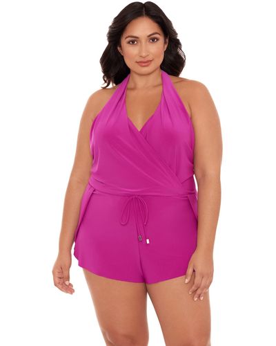 Magicsuit Plus Size Solid Bianca Romper One-piece - Pink