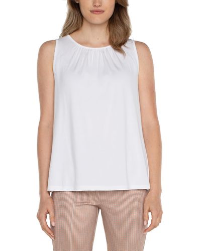 Liverpool Los Angeles A-line Sleeveless Ultra Soft Knit Top With Keyhole - White