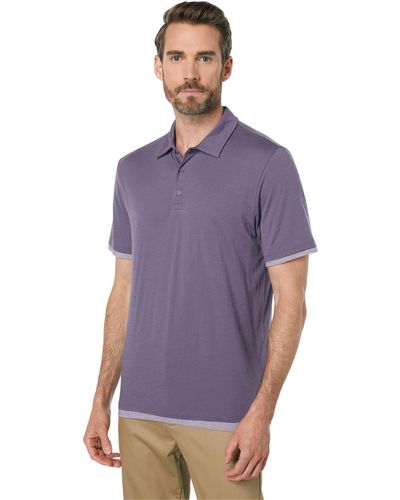 Vince Double Layer Stripe Polo - Purple