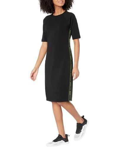 DKNY Short Sleeve Bodycon Dress W/ Logo Taping - Black