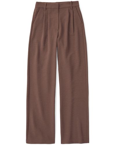 Abercrombie & Fitch Crepe Tailored Wide Leg Pant - Brown