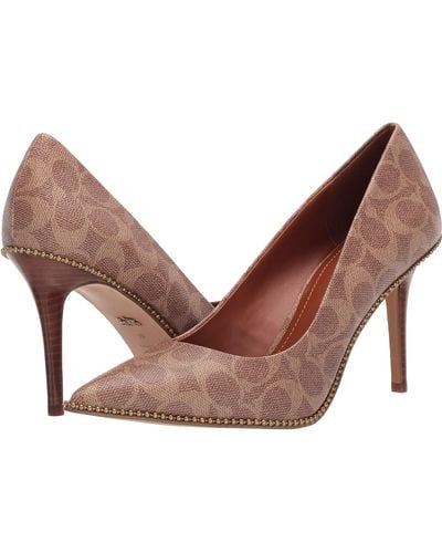 COACH 85 Mm Waverly Pump With Beadchain - Brown