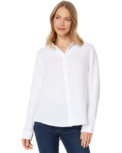 Dylan By True Grit Long Sleeve Taylor Cotton Gauze Shirt - White