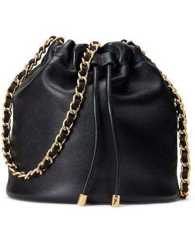 Lauren by Ralph Lauren Nappa Leather Medium Emmy Bucket Bag - Black