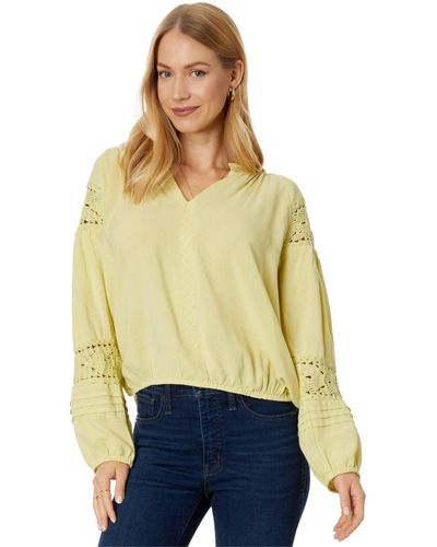 Lucky Brand Crochet Peasant Blouse - Yellow