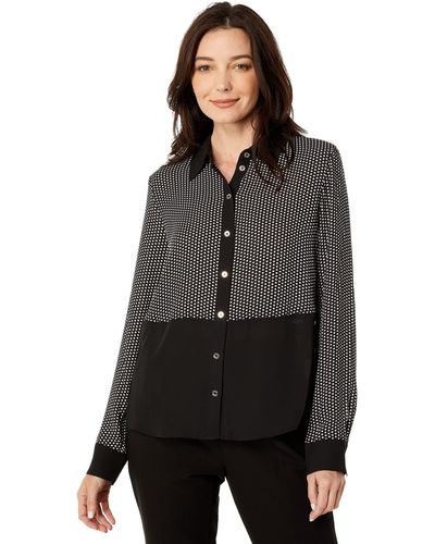 Tommy Hilfiger Long Sleeve Button-down Blouse - Black