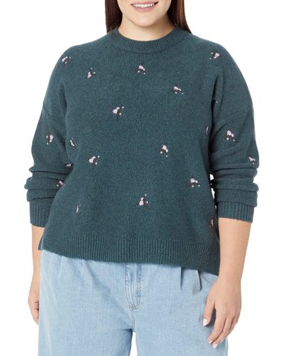 Madewell Plus Embroidered Floral Pullover - Blue