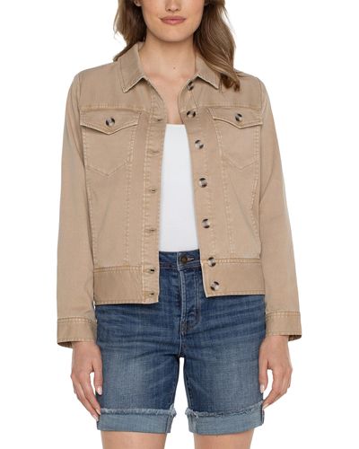 Liverpool Los Angeles Trucker Jacket With Elastic Back Waist Twill - Natural
