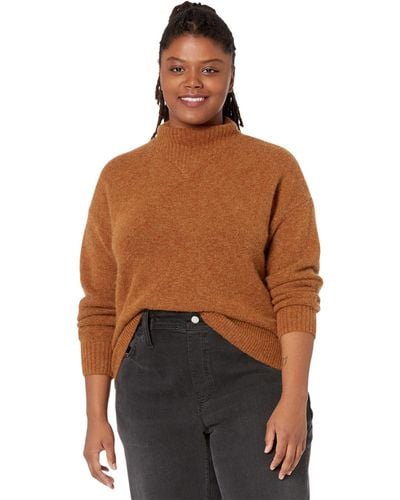 Madewell Plus Dillon Mockneck Pullover Sweater - Brown