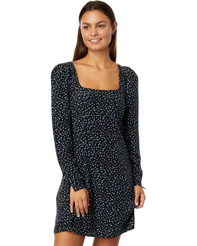 Madewell Seamed Long-sleeve Mini Dress In Ditsy Floral - Black