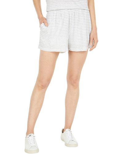 Mod-o-doc Cotton Linen Stripe Shirred Waist Summer Shorts - Gray