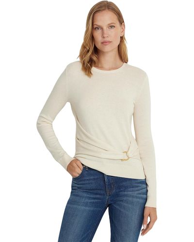 Lauren by Ralph Lauren Twist-front Cotton-blend Sweater - White