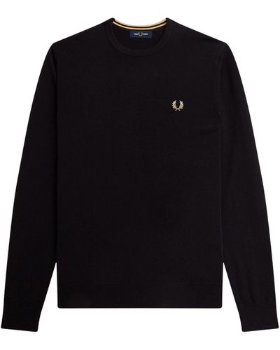 Fred Perry Classic Crew Neck Sweater - Black