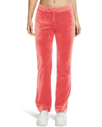 Juicy Couture Solid Rib Waist Velour Pant W/drawcord - Red