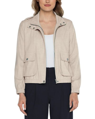 Liverpool Los Angeles Utility Zip Up Jacket Textured Stretch Woven - Natural