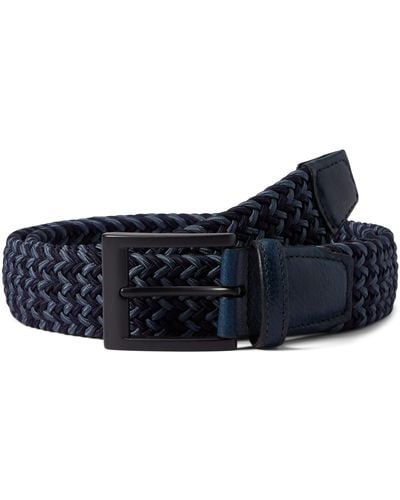 Torino Leather Company 35 Mm Italian Braided Stretch Elastic - Blue