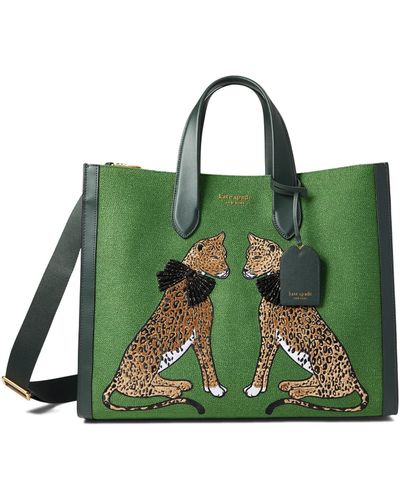 Manhattan Lady Leopard Embroidered Large Tote