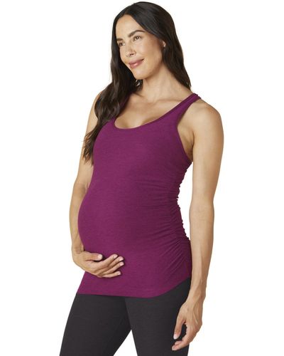 Beyond Yoga Featherweight Let It Grow Racerback Maternity Tank - Purple