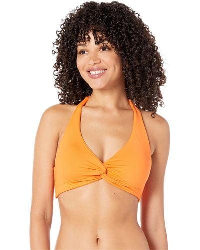 Kate Spade Palm Beach Knotted Halter Bikini Top W/ Removable Soft Cups - Natural