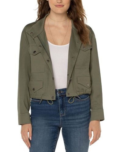 Liverpool Los Angeles Cropped Cargo Jacket - Green