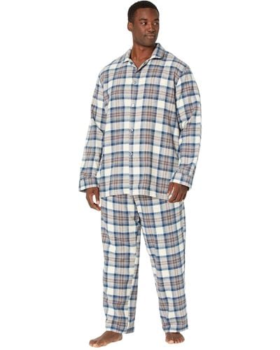 L.L. Bean Scotch Plaid Flannel Sleep Pants Tall - Blue